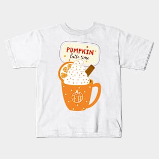 Pumpkin Latte Time Halloween Gift Theme Evergreen Kids T-Shirt